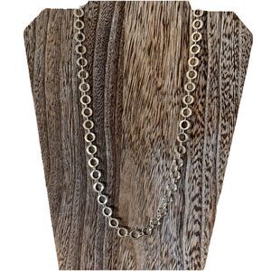 Vintage 925 Sterling Silver Long Necklace Hammered Circle Links 0.7 Grams 22”